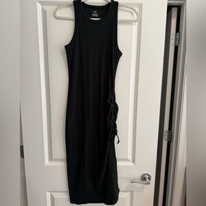 Aerie Black Ribbed Midi Dress